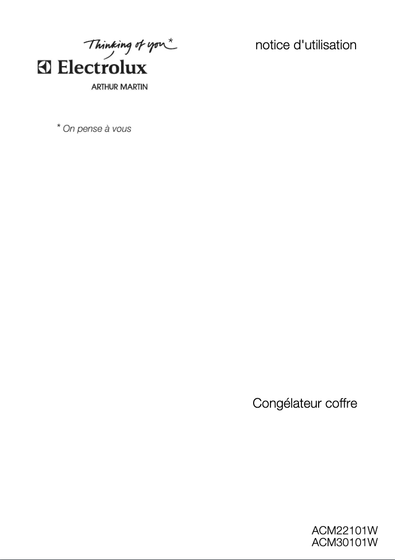Page n°1 - Manuel utilisateur Arthur Martin-Electrolux ACM 22101 W