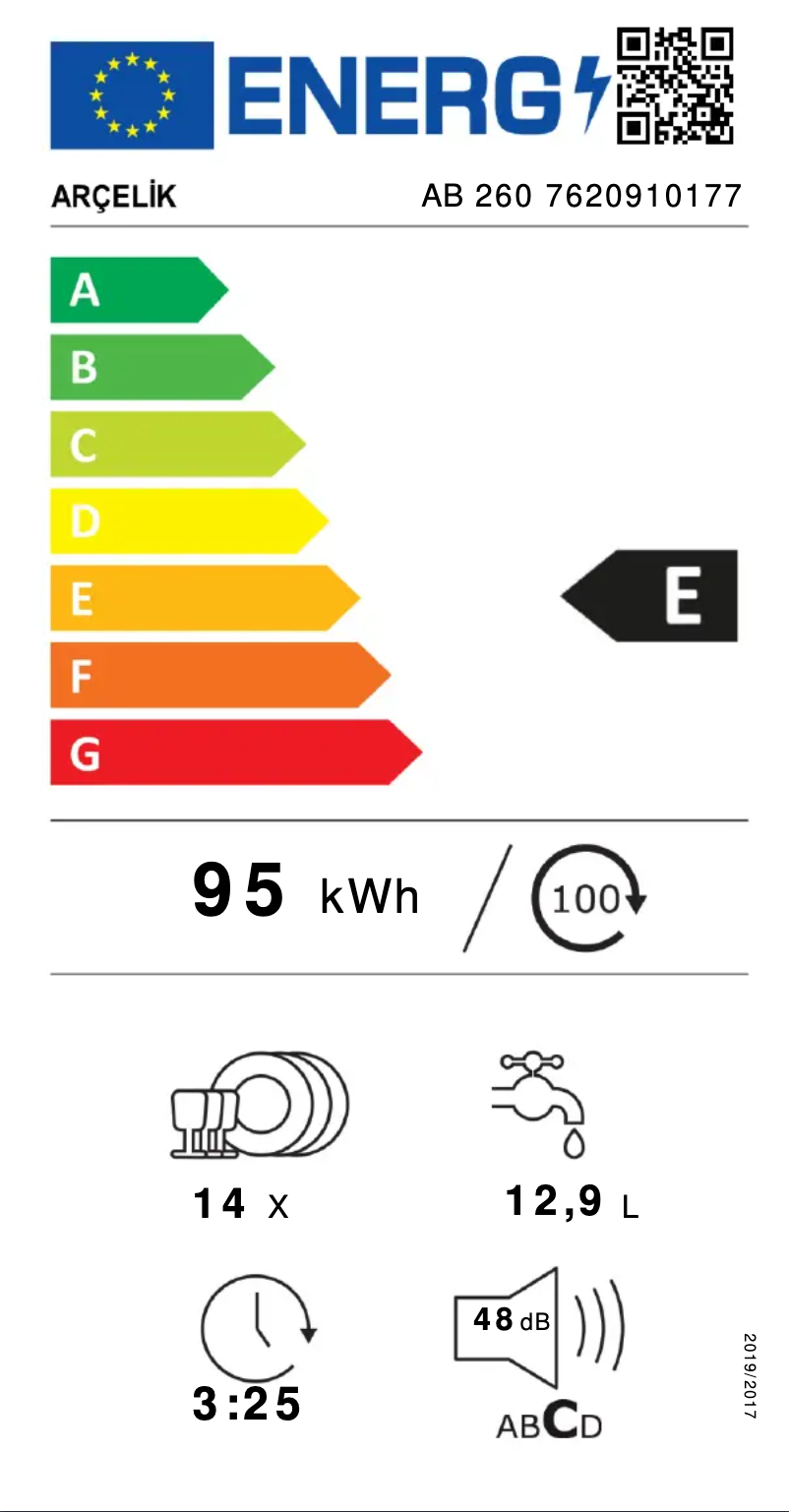 Page n°1 - Label énergétique Arçelik AB 260