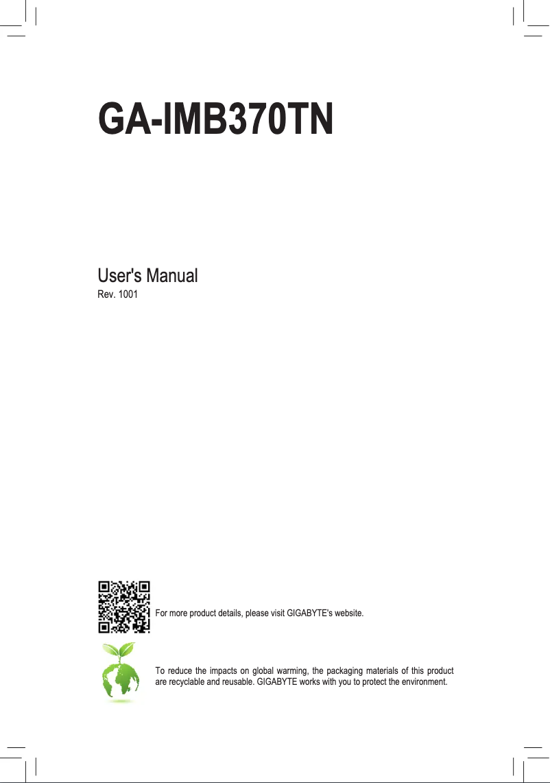 Page n°1 - Manuel utilisateur Gigabyte GA-IMB370TN-CM