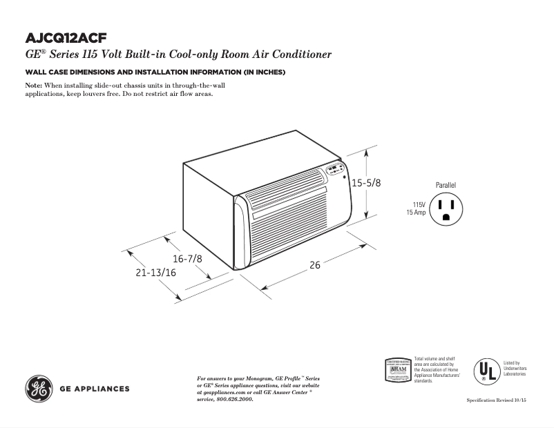 Image de la première page du manuel de l'appareil AJCQ12ACF