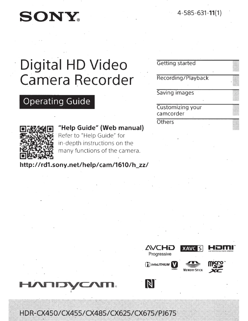 Page 1 de la notice Manuel utilisateur Sony Handycam HDR-CX675