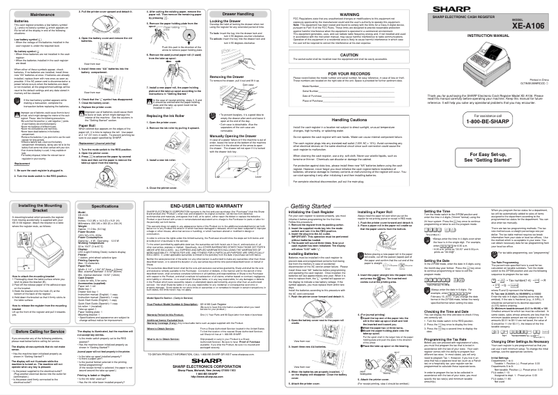 Page 1 de la notice Manuel utilisateur Sharp XEA-106