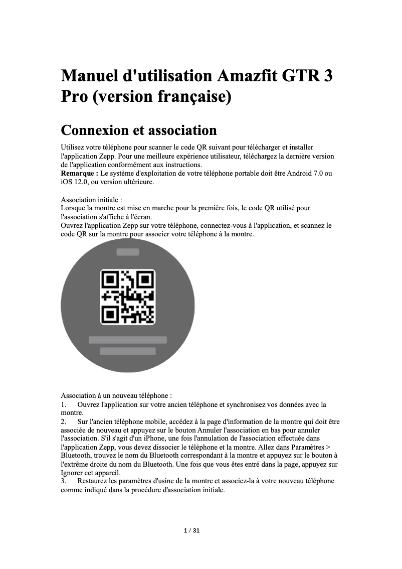 Page n°1 - Manuel utilisateur Amazfit GTR 3 Pro Limited Edition