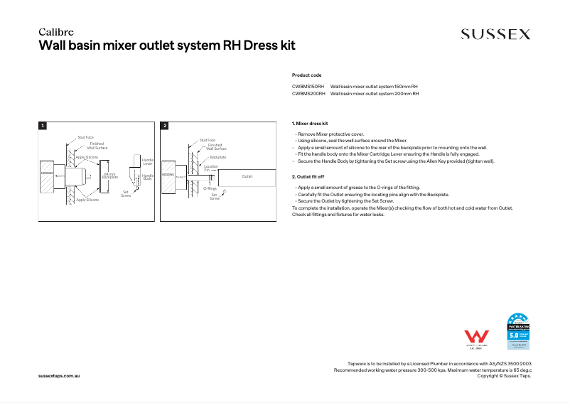 Image de la première page du manuel de l'appareil CWBMS200RH