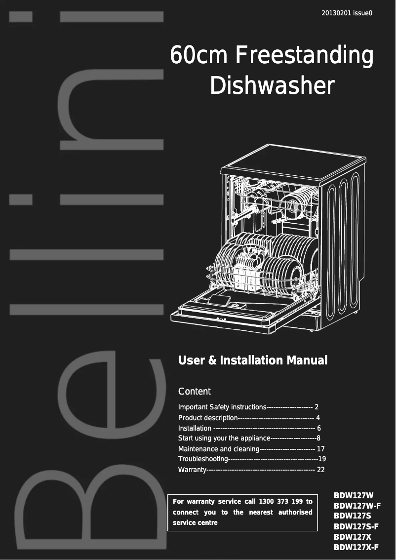 Page n°1 - Manuel utilisateur Bellini BDW127S