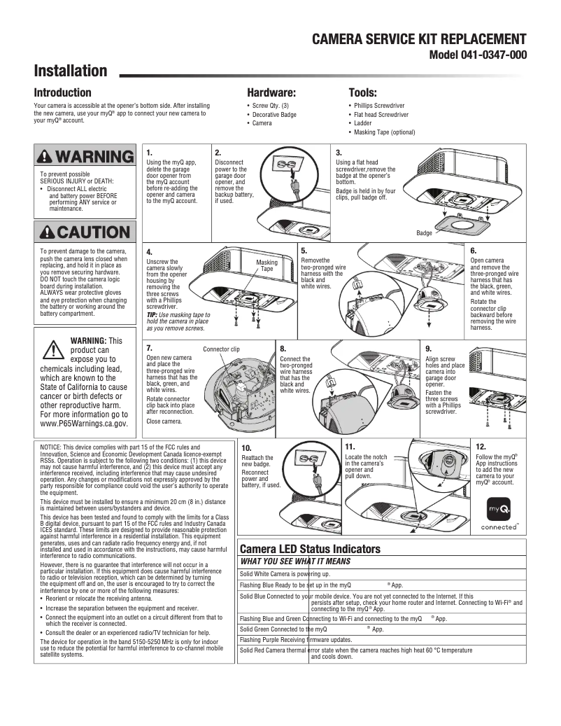Page n°1 - Manuel utilisateur LiftMaster 041-0347-000
