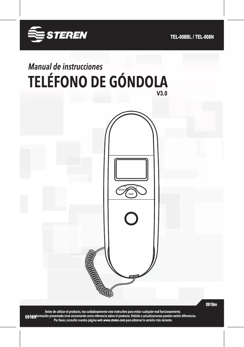 Imagen de la primera página del manual del dispositivo TEL-008BL