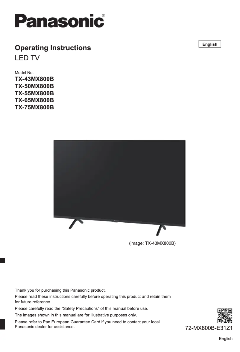 Page 1 de la notice Manuel utilisateur Panasonic TX-75MX800B