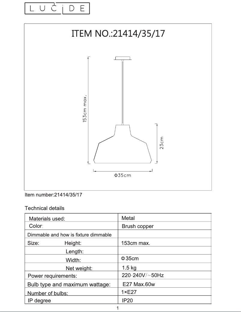 Page 1 de la notice Manuel utilisateur Lucide Neil