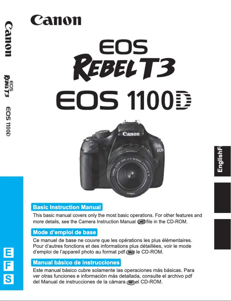 Page 1 de la notice Manuel utilisateur Canon EOS Rebel T3
