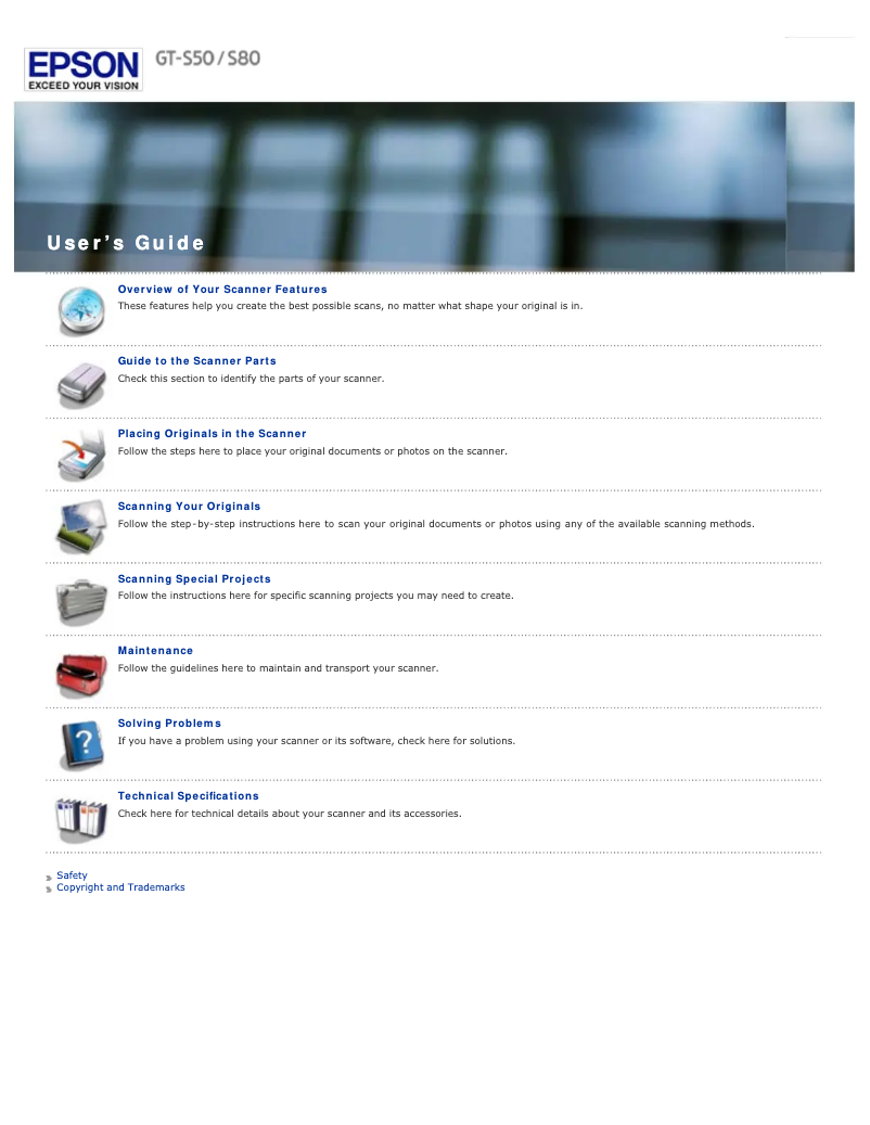 Página 1 del manual Manual de usuario Epson WorkForce Pro GT-S50