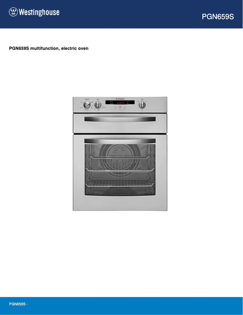 Page 1 de la notice Fiche technique Westinghouse PGN659S