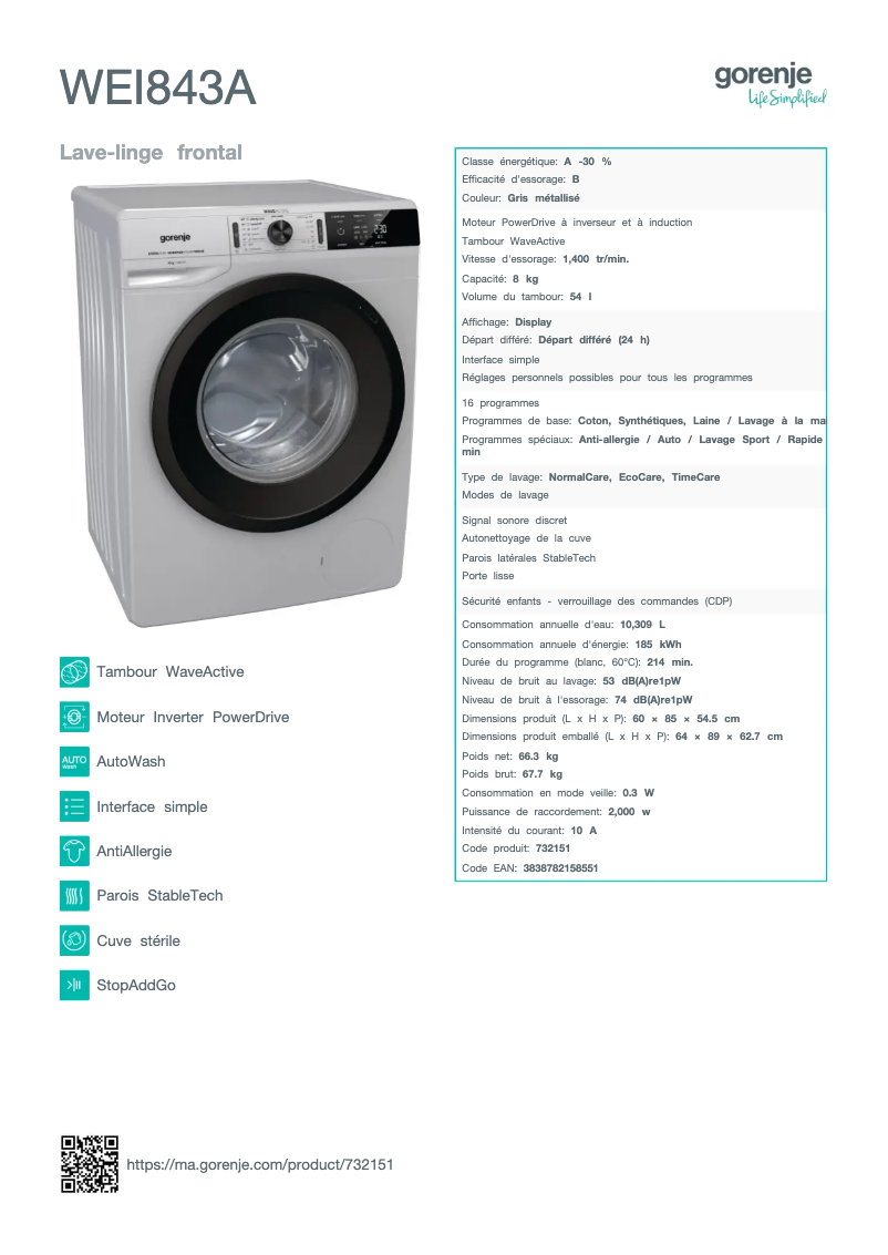 Image de la première page du manuel de l'appareil WEI843A