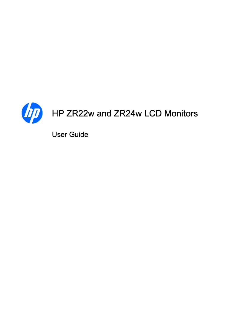 Page 1 de la notice Manuel utilisateur HP ZR24w