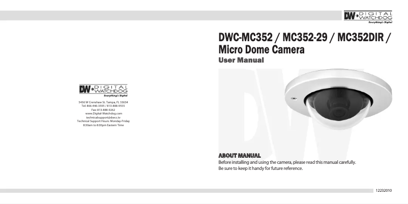 Page n°1 - Manuel utilisateur Digital Watchdog DWC-MC352-29