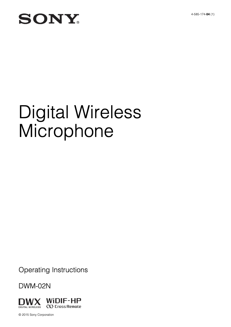 Page 1 de la notice Manuel utilisateur Sony DWN-02N