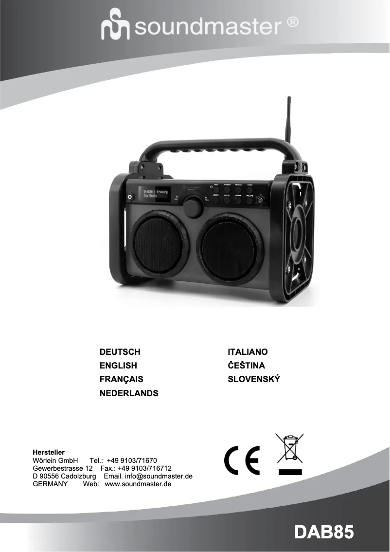 Page n°1 - Manuel utilisateur Soundmaster DAB85