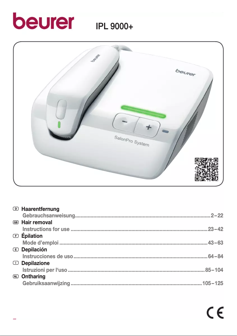 Page 1 de la notice Mode d'emploi Beurer SalonPro System IPL 9000+