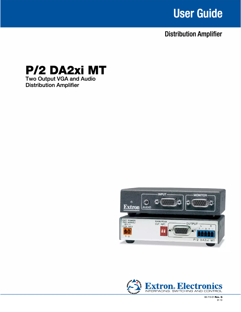 Page n°1 - Manuel utilisateur Extron P/2 DA2xi MT