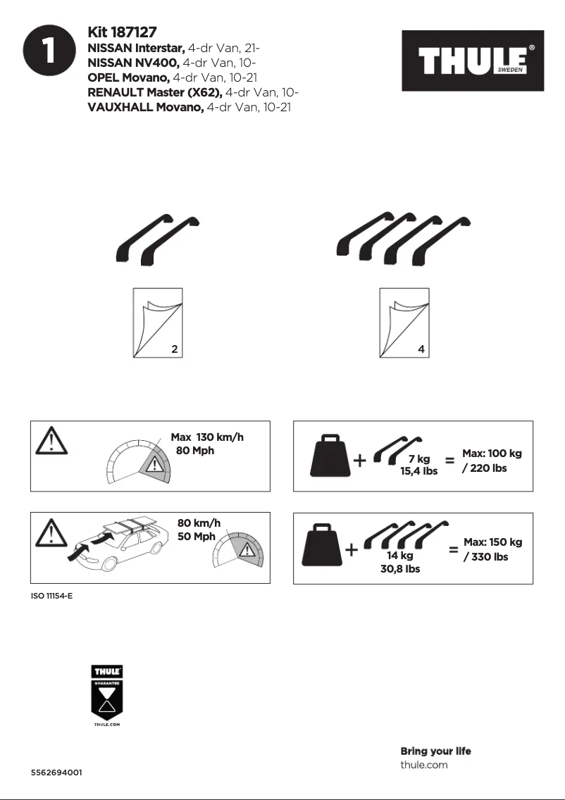 Page n°1 - Manuel utilisateur Thule Kit 187127
