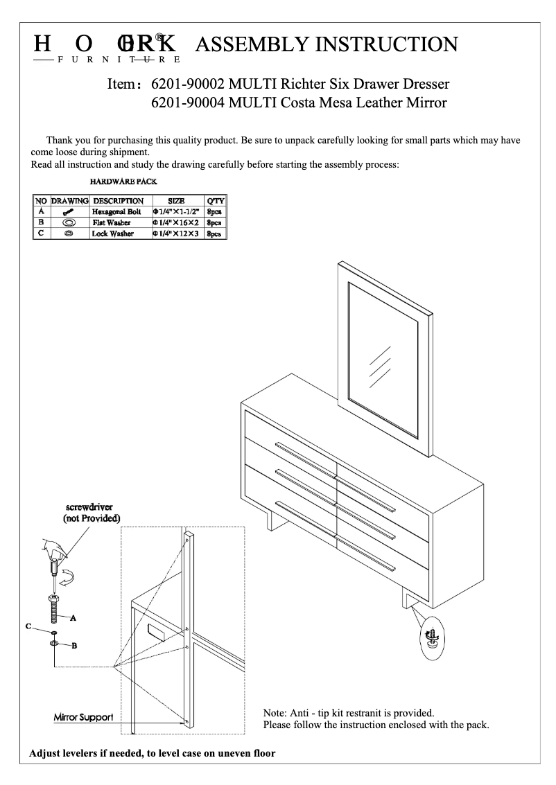 Page 1 de la notice Manuel utilisateur Hooker 6201-90004 MULTI