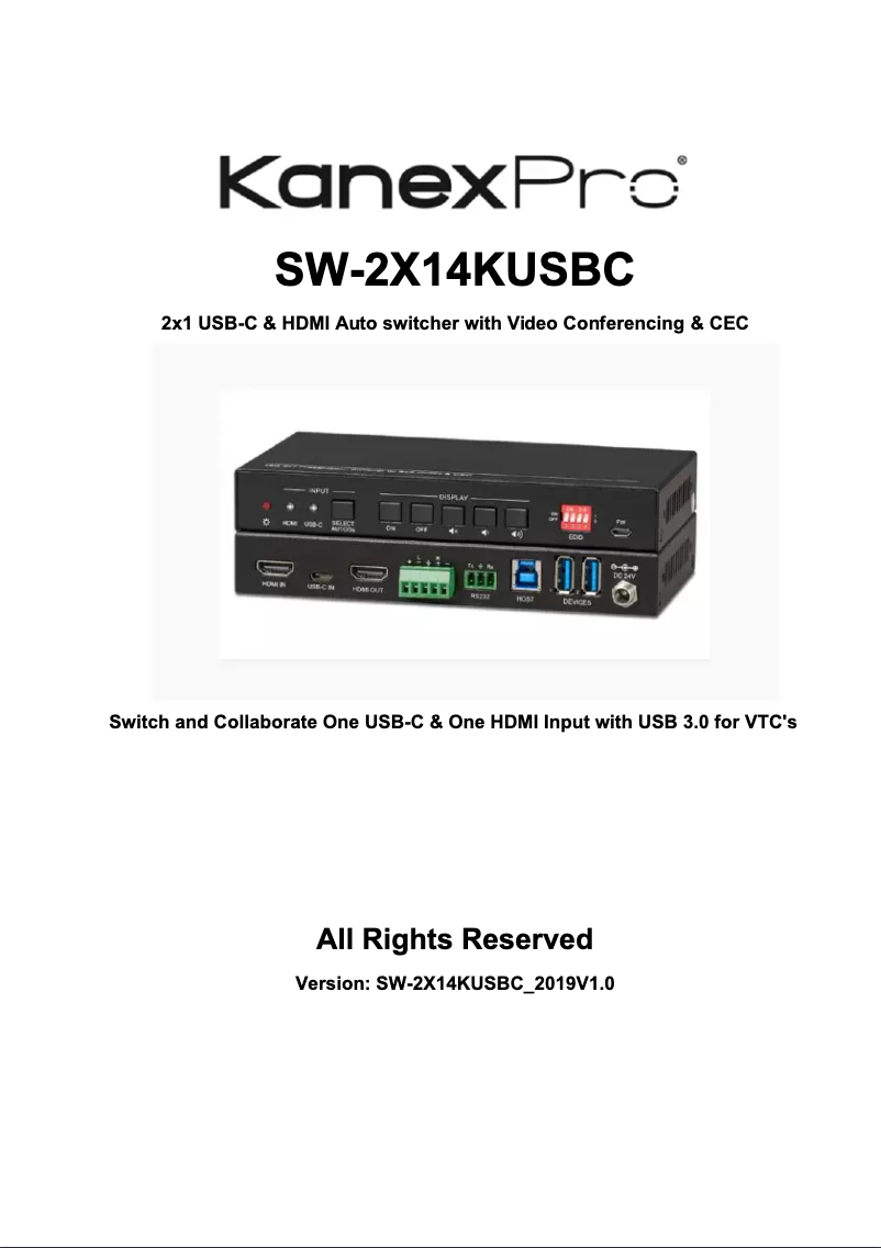 Image de la première page du manuel de l'appareil SW-2X14KUSBC