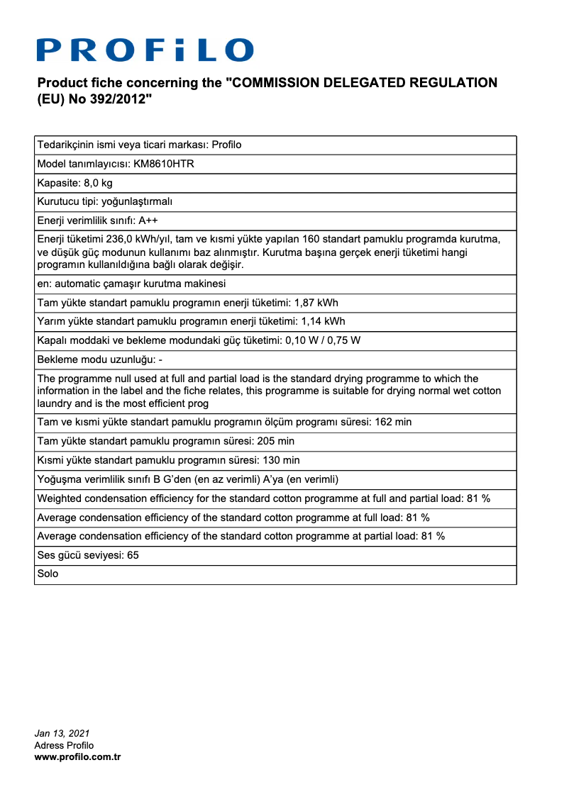 Page 1 de la notice Mode d'emploi Profilo KM8610HTR