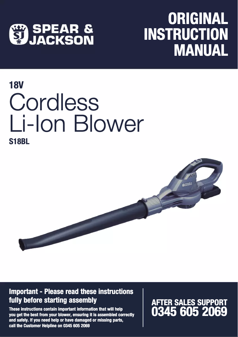 Page 1 de la notice Manuel utilisateur Spear & Jackson S18BL