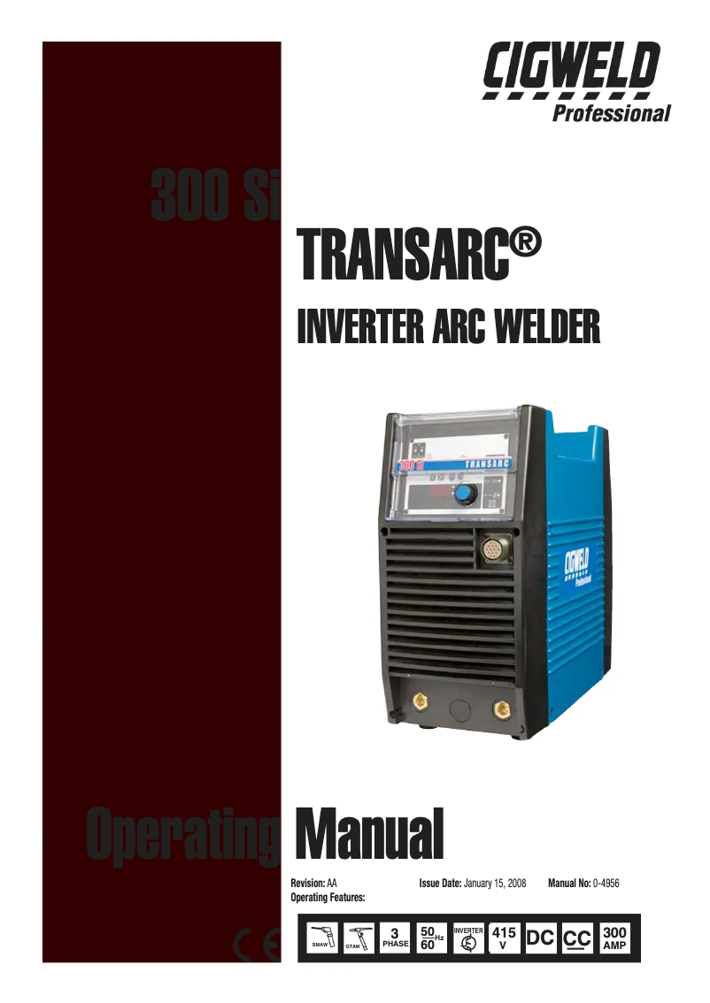 Page n°1 - Manuel utilisateur Cigweld Transarc 300i