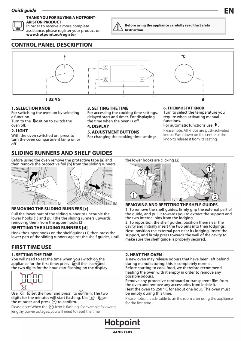Page 1 de la notice Manuel utilisateur Hotpoint FA2 841 JH BL HA