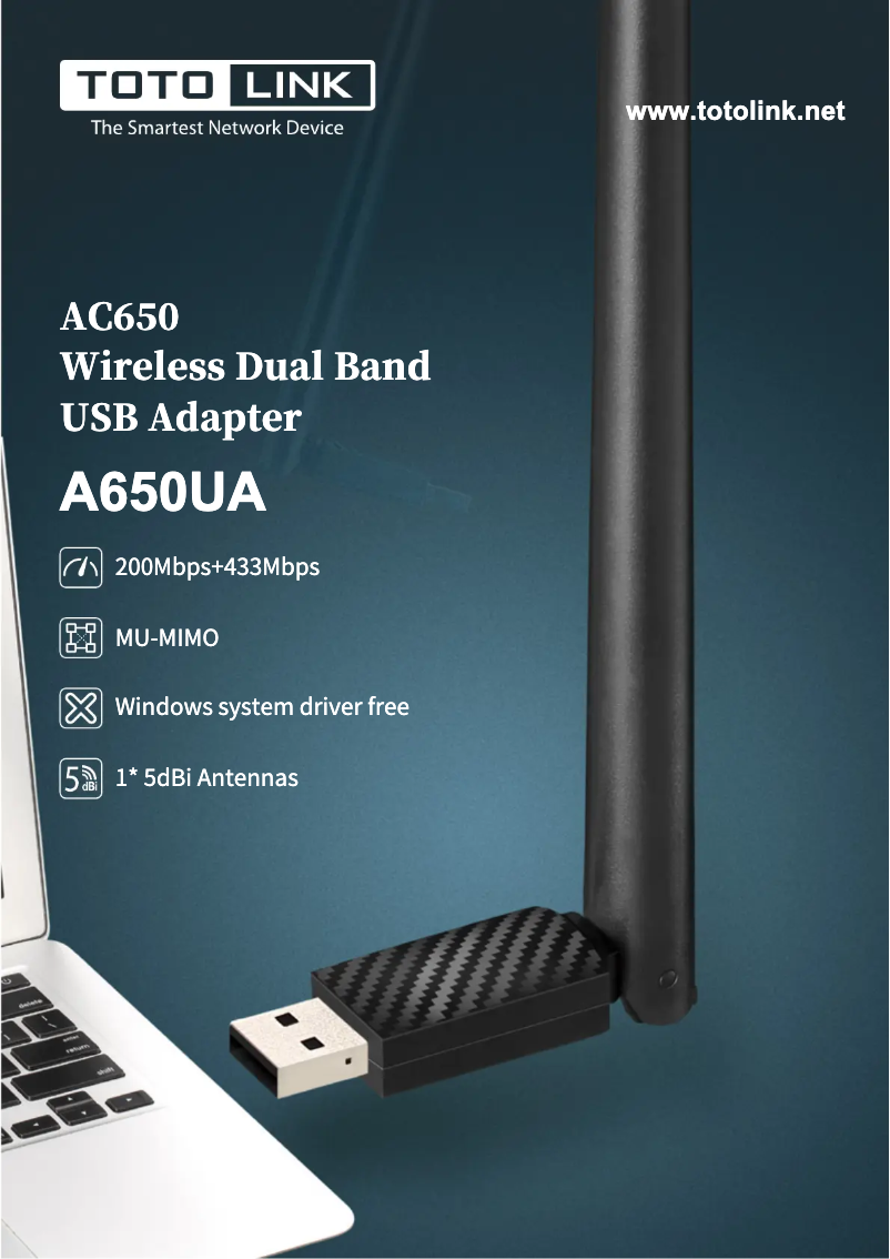 Page 1 de la notice Fiche technique Totolink A650UA