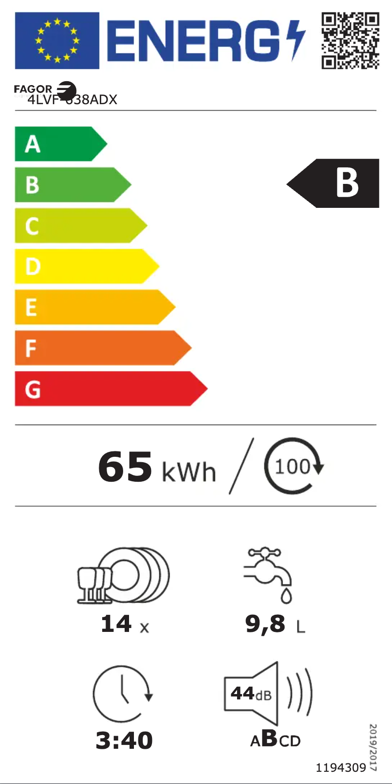 Page n°1 - Label énergétique Fagor 4LVF-638ADX