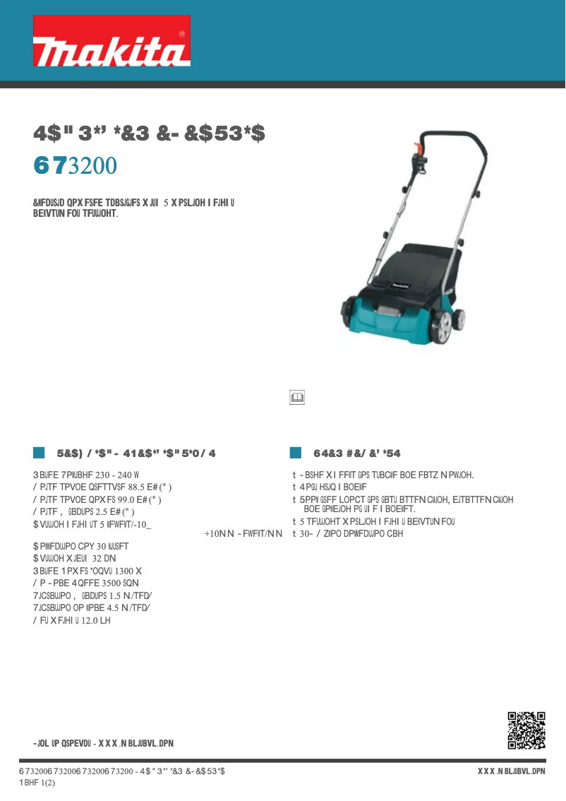 Page n°1 - Fiche technique Makita UV3200