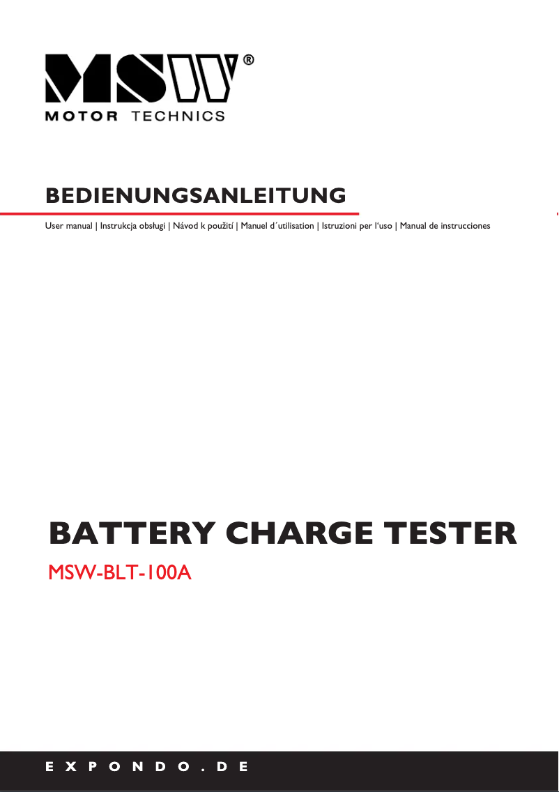 Page 1 de la notice Manuel utilisateur MSW MSW-BLT-100A
