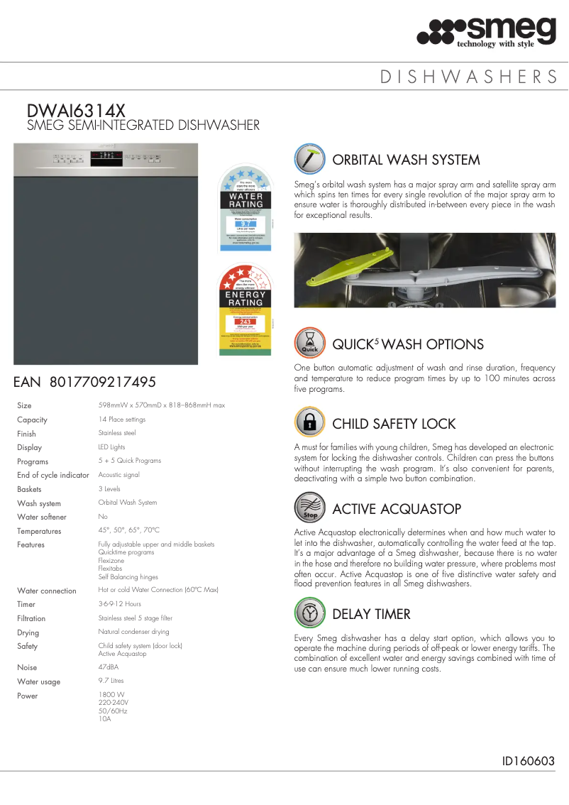 Page n°1 - Fiche technique Smeg DWAI6314X