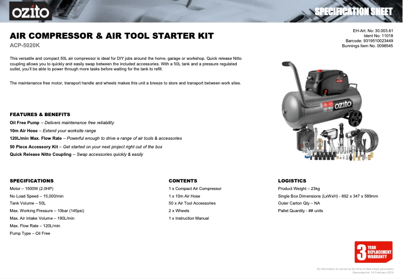 Image de la première page du manuel de l'appareil ACP-5020K