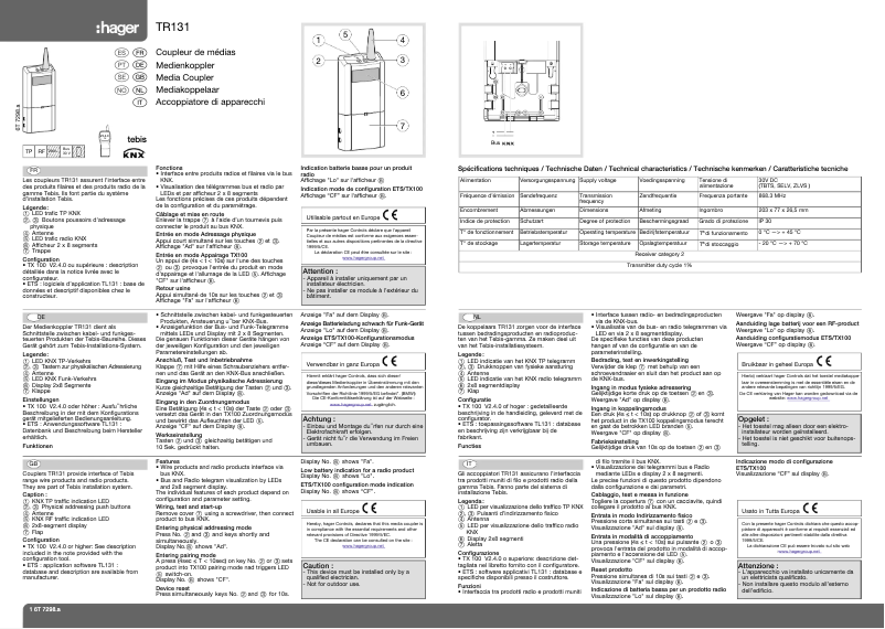 Image de la première page du manuel de l'appareil TR131B