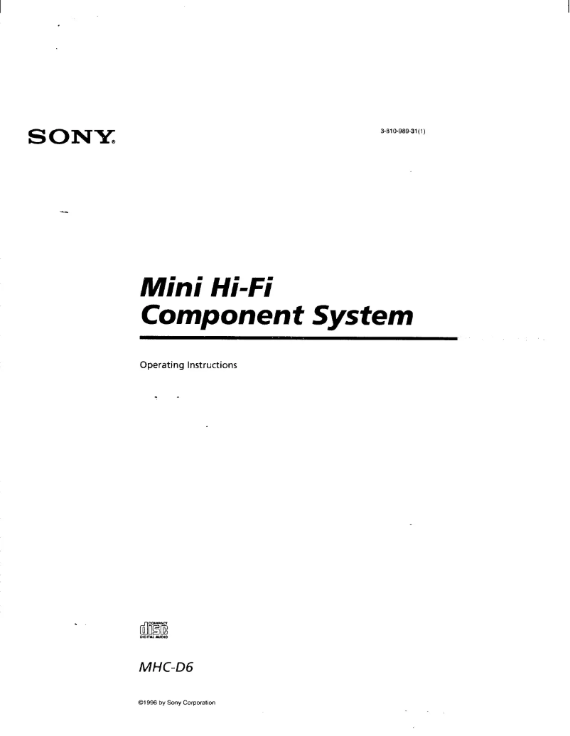Page n°1 - Manuel utilisateur Sony MHC-D6