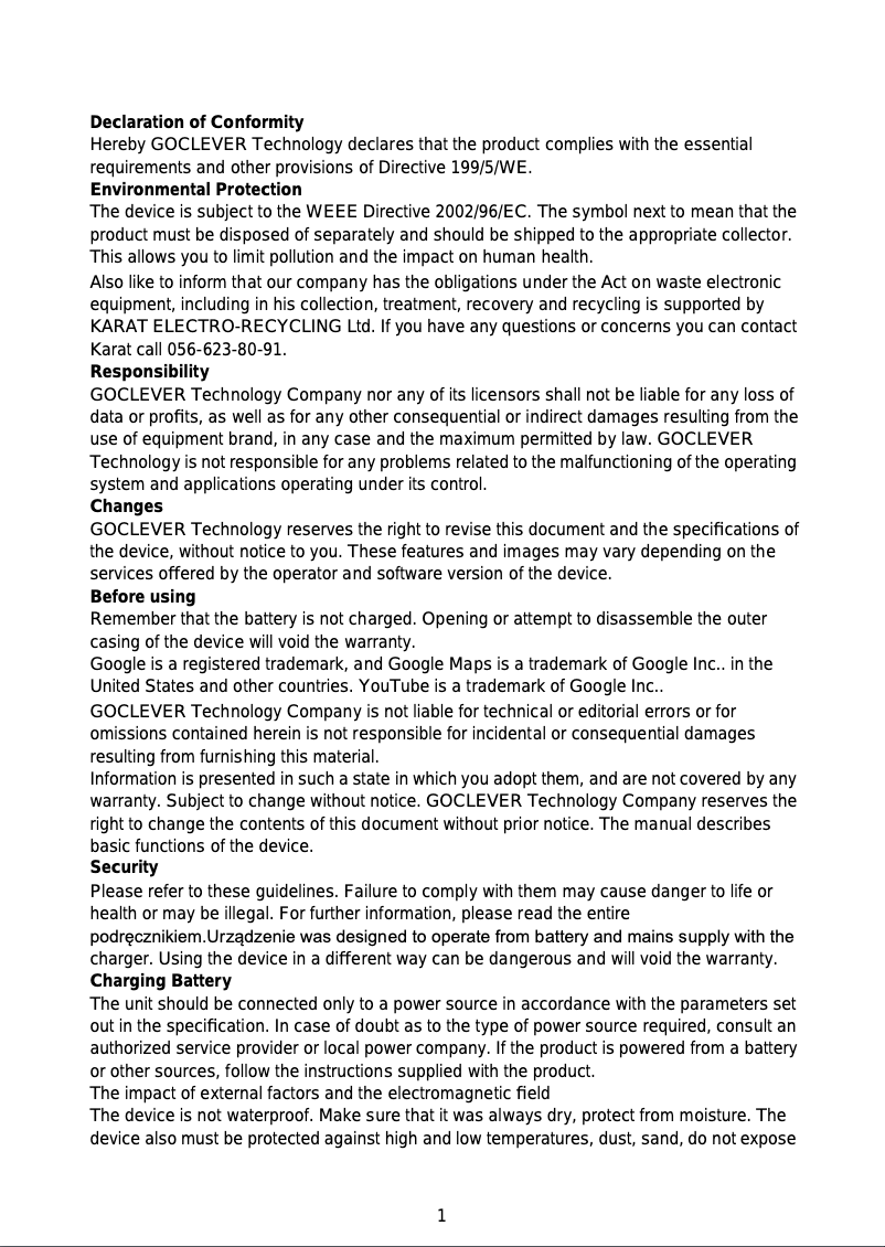 Image de la première page du manuel de l'appareil TERRA 70