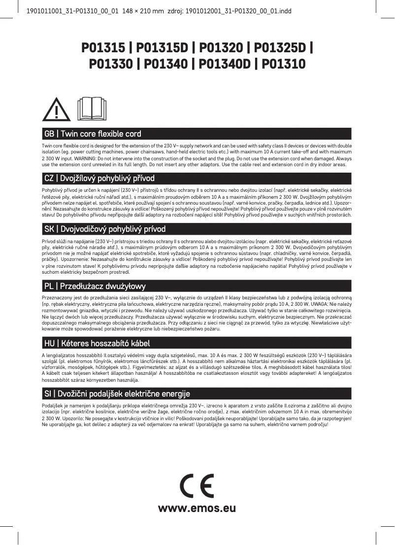 Page n°1 - Manuel utilisateur Emos P01310