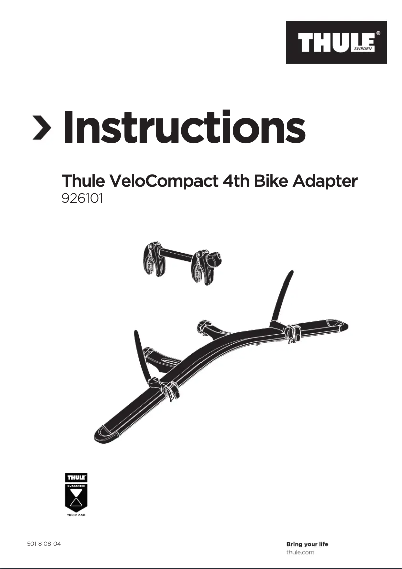 Page 1 de la notice Manuel utilisateur Thule VeloCompact 4th Bike Adapter 9261