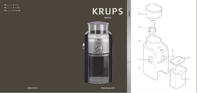 Page 1 de la notice Manuel utilisateur Krups GVX1