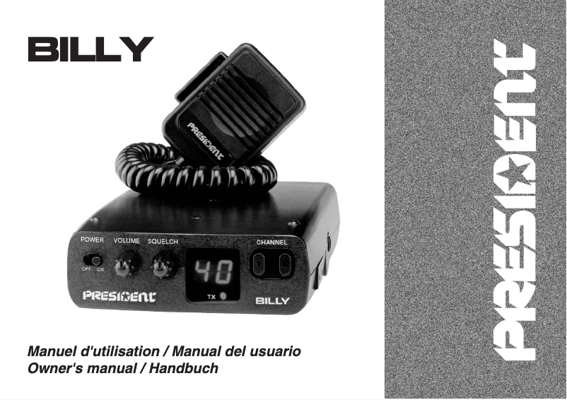 Page 1 de la notice Manuel utilisateur President Billy
