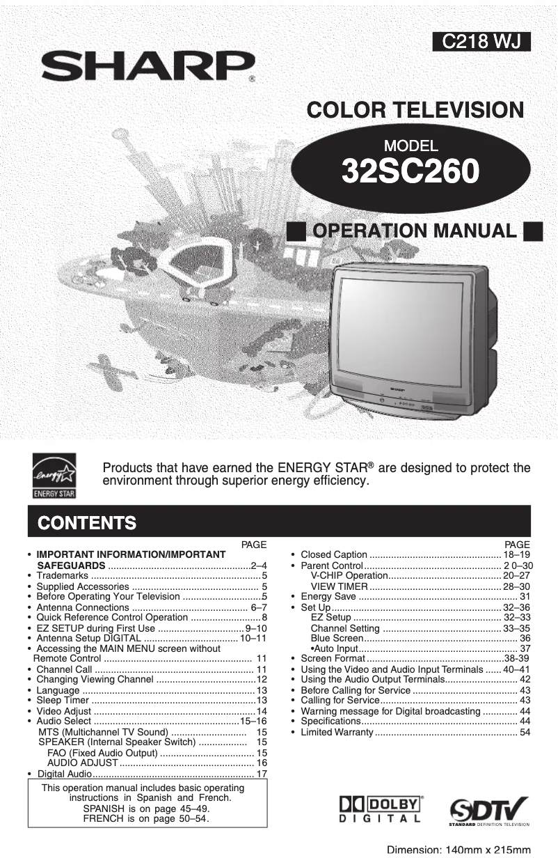 Page n°1 - Manuel utilisateur Sharp 32SC260