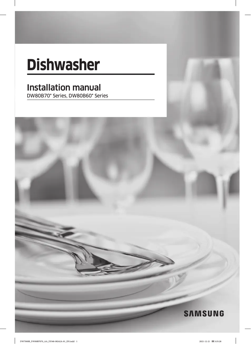 Page n°1 - Guide d'installation Samsung DW80B7071UG