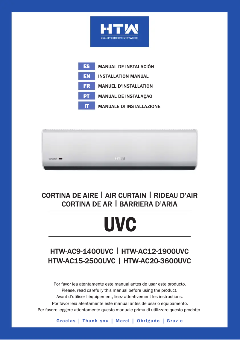 Page 1 de la notice Manuel utilisateur HTW HTW-AC9-1400UVC