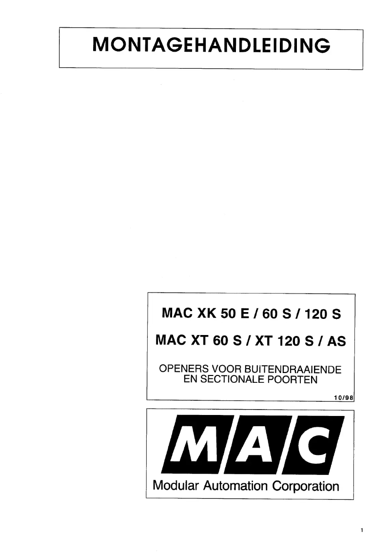Page 1 de la notice Manuel utilisateur MAC XT 120 S