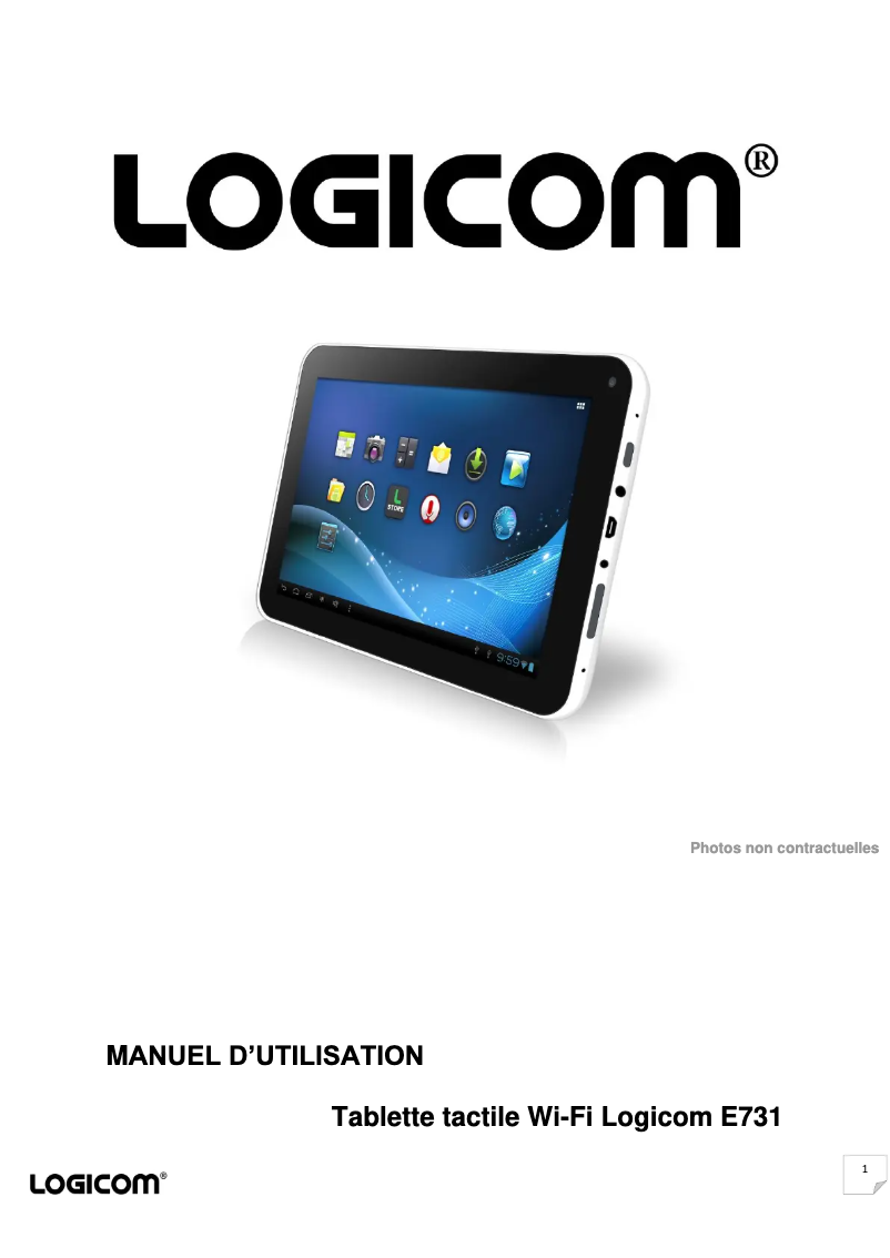 Page 1 de la notice Manuel utilisateur Logicom E731