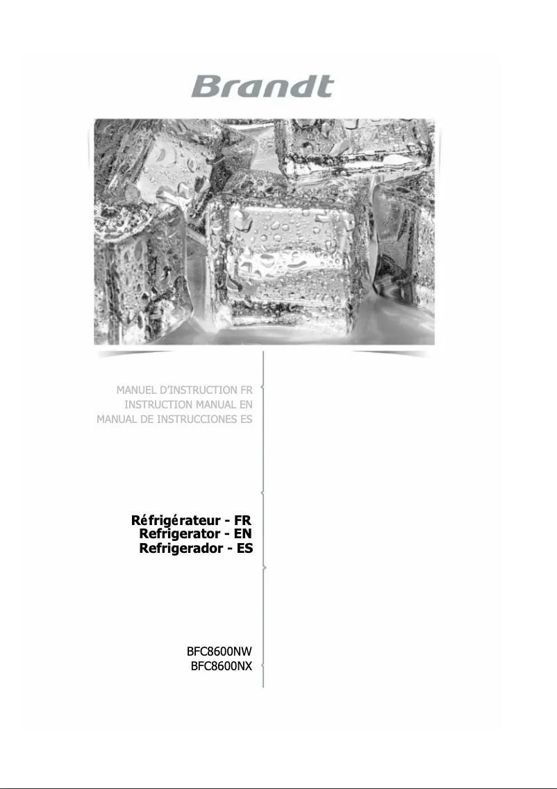 Image de la première page du manuel de l'appareil BFC8600NX