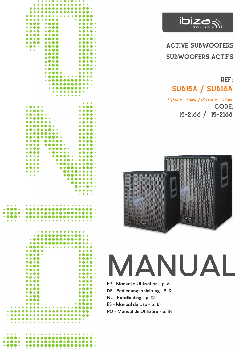 Page 1 de la notice Manuel utilisateur Ibiza Sound SUB18A